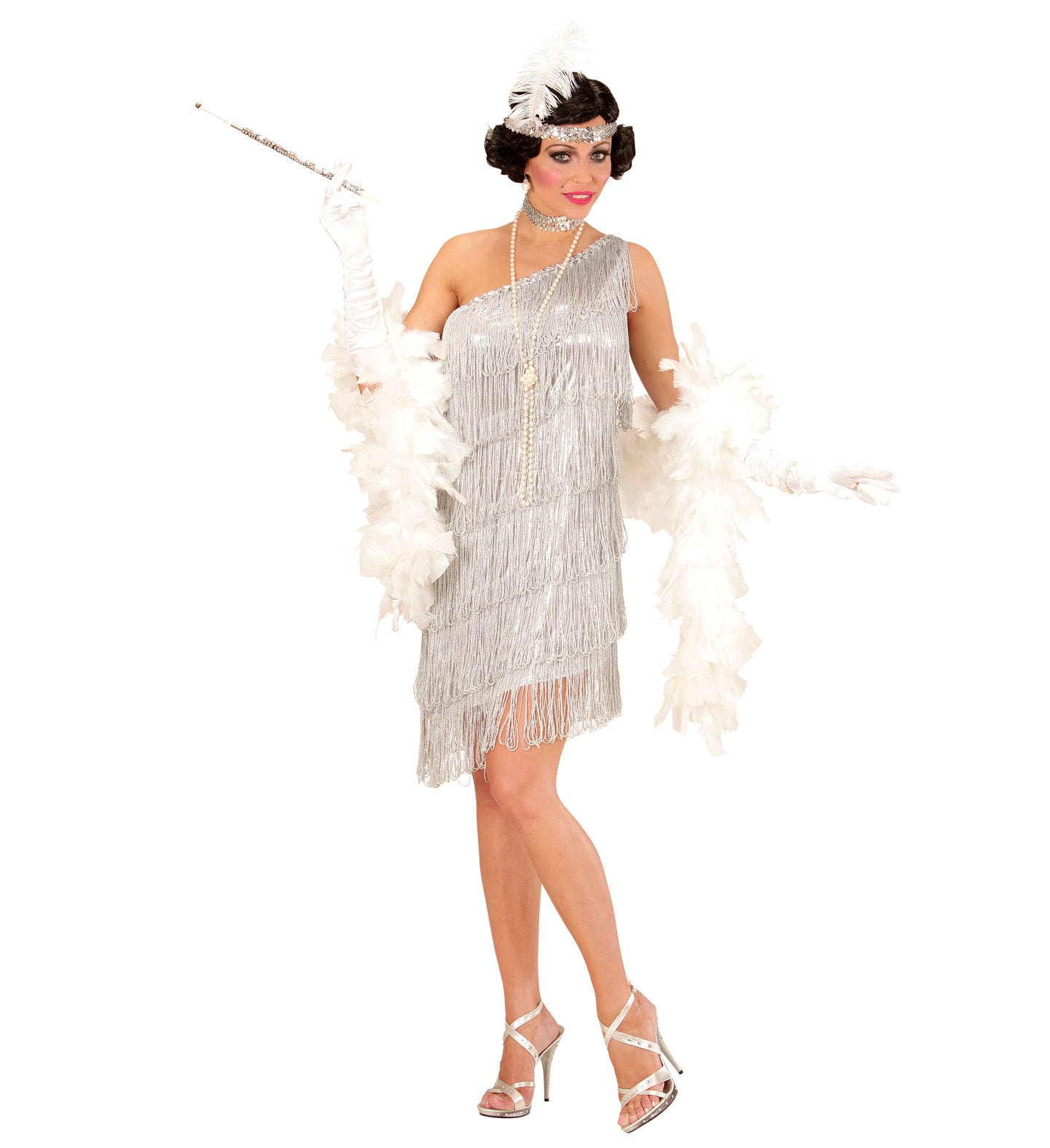 Roaring 20's Silver Flapper Costume Ladies