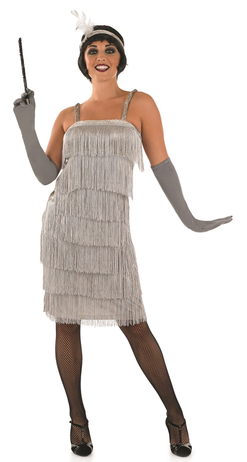 Roaring 1920's Girl Silver Flapper outfit.