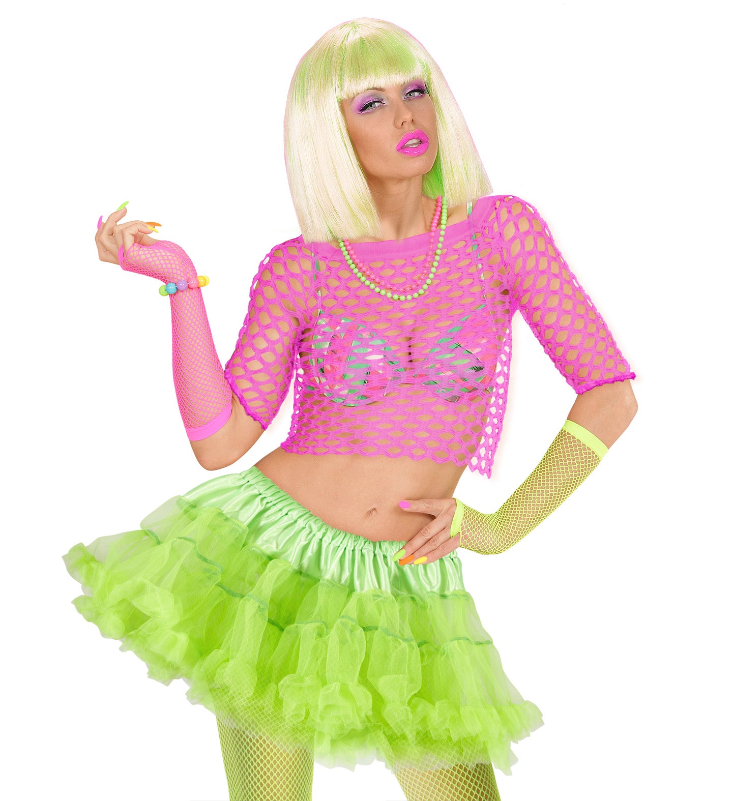 Ruffle Tutu Neon Green 80's costume accessory