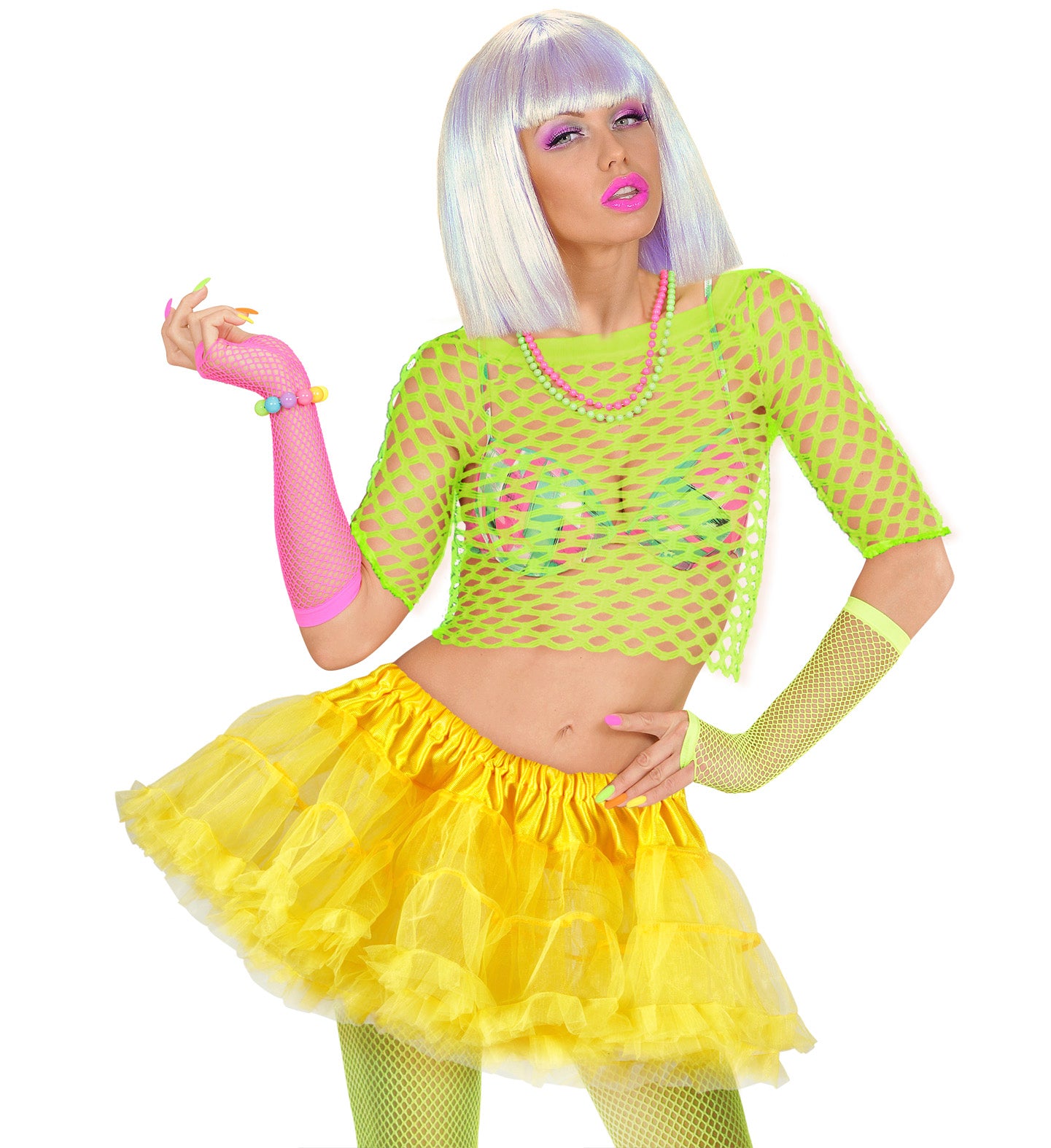 Ruffle Tutu Neon Yellow 80's costume accessory