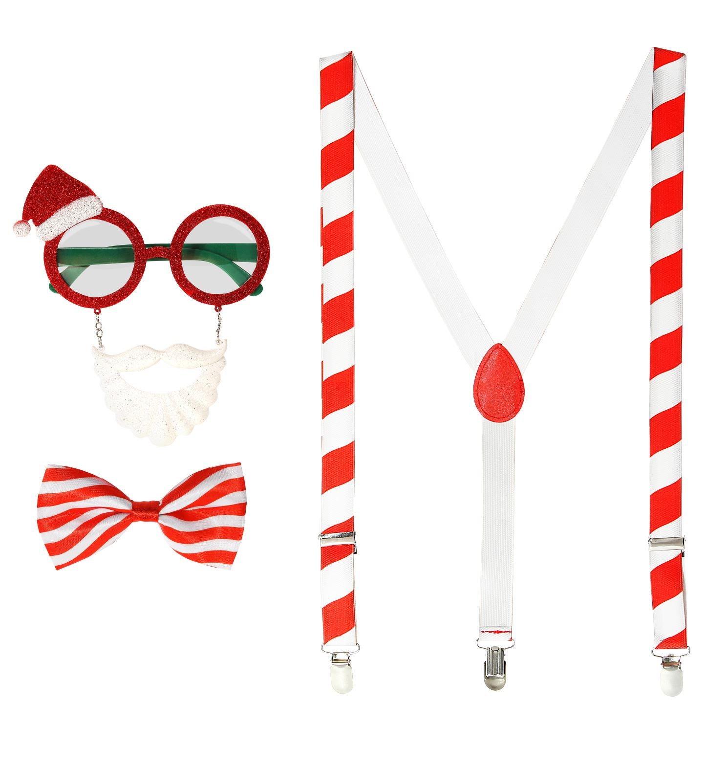 Santa Claus Party Set glasses braces bowtie