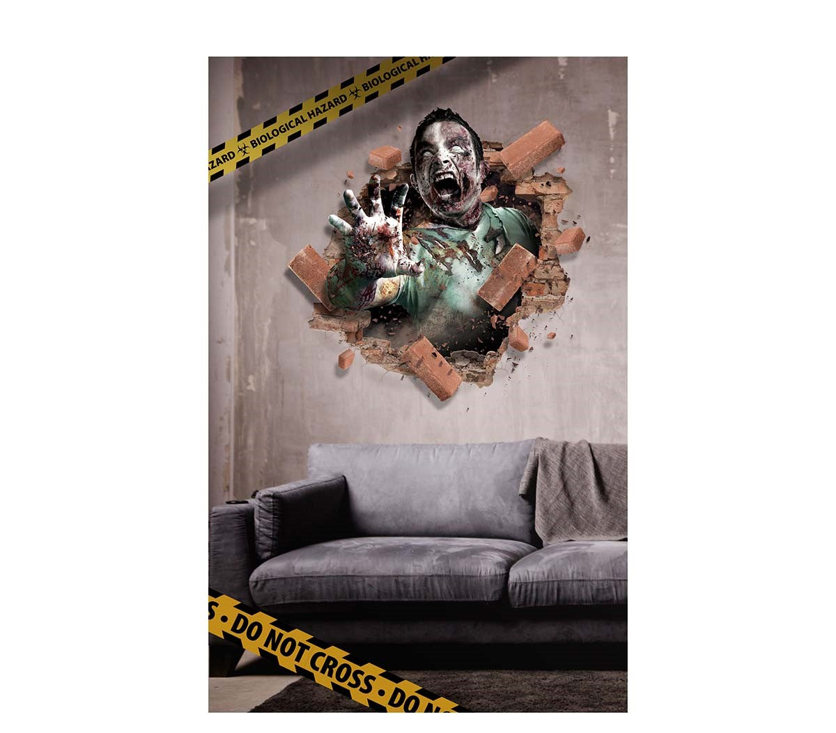 Adhesive 3D Foil Zombie Wall Decor
