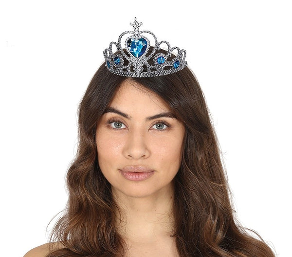 Silver Queen's Tiara Crown Blue Jewels