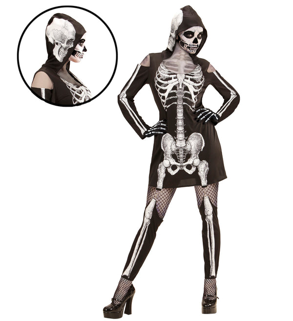 Skeleton Hooded Dress Costume Adult