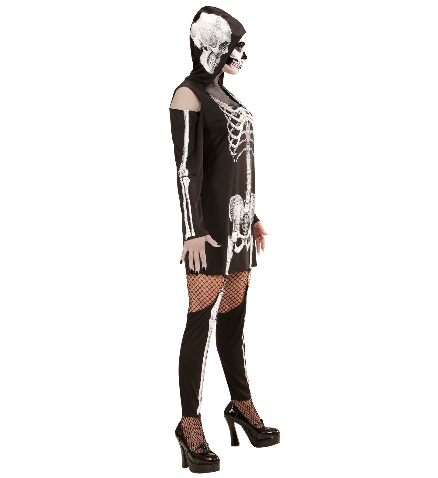 Skeleton Hooded Dress Costume Adult side