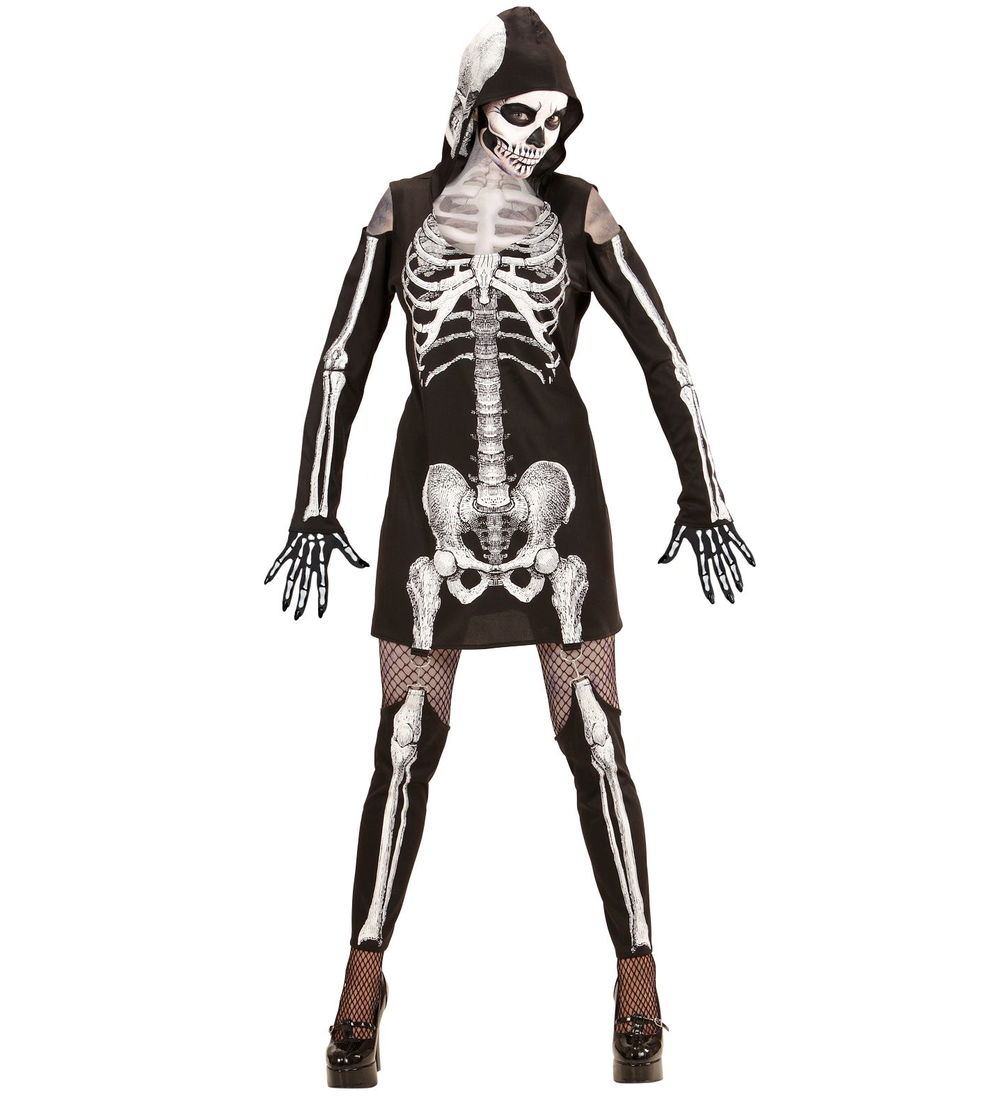 Skeleton Hooded Dress outfit Adult