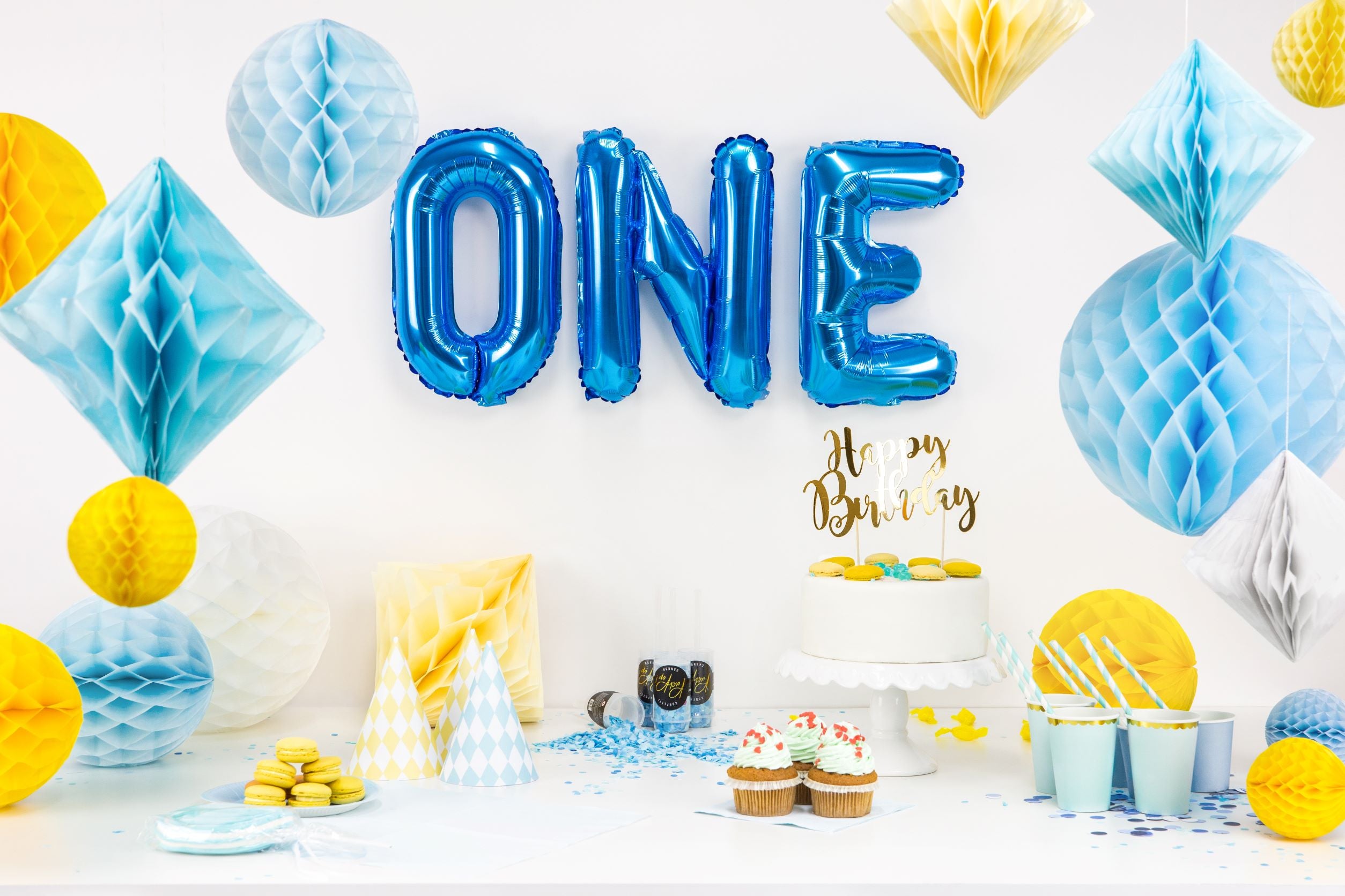 Sky Blue Honeycomb Decoration 30cm for birthday party