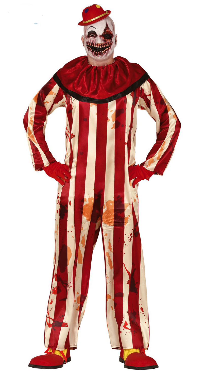 Men's adult Striped Clown fancy dress Halloween costume