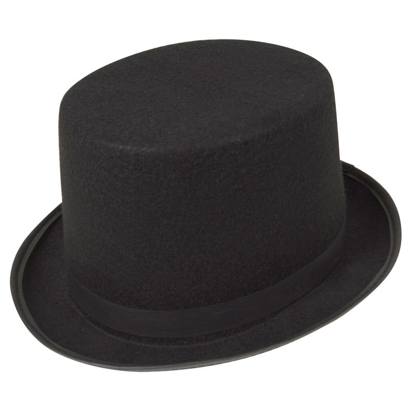 Tall Black Felt Top Hat 