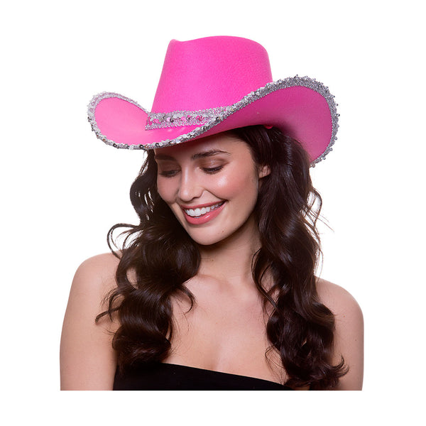 Texan Cowboy Hat Pink with Sequins