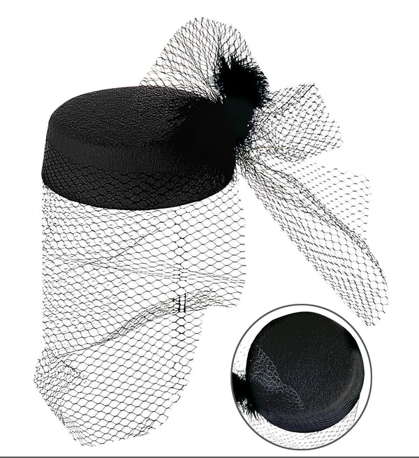 1920's Tina Hat with Veil and Feather