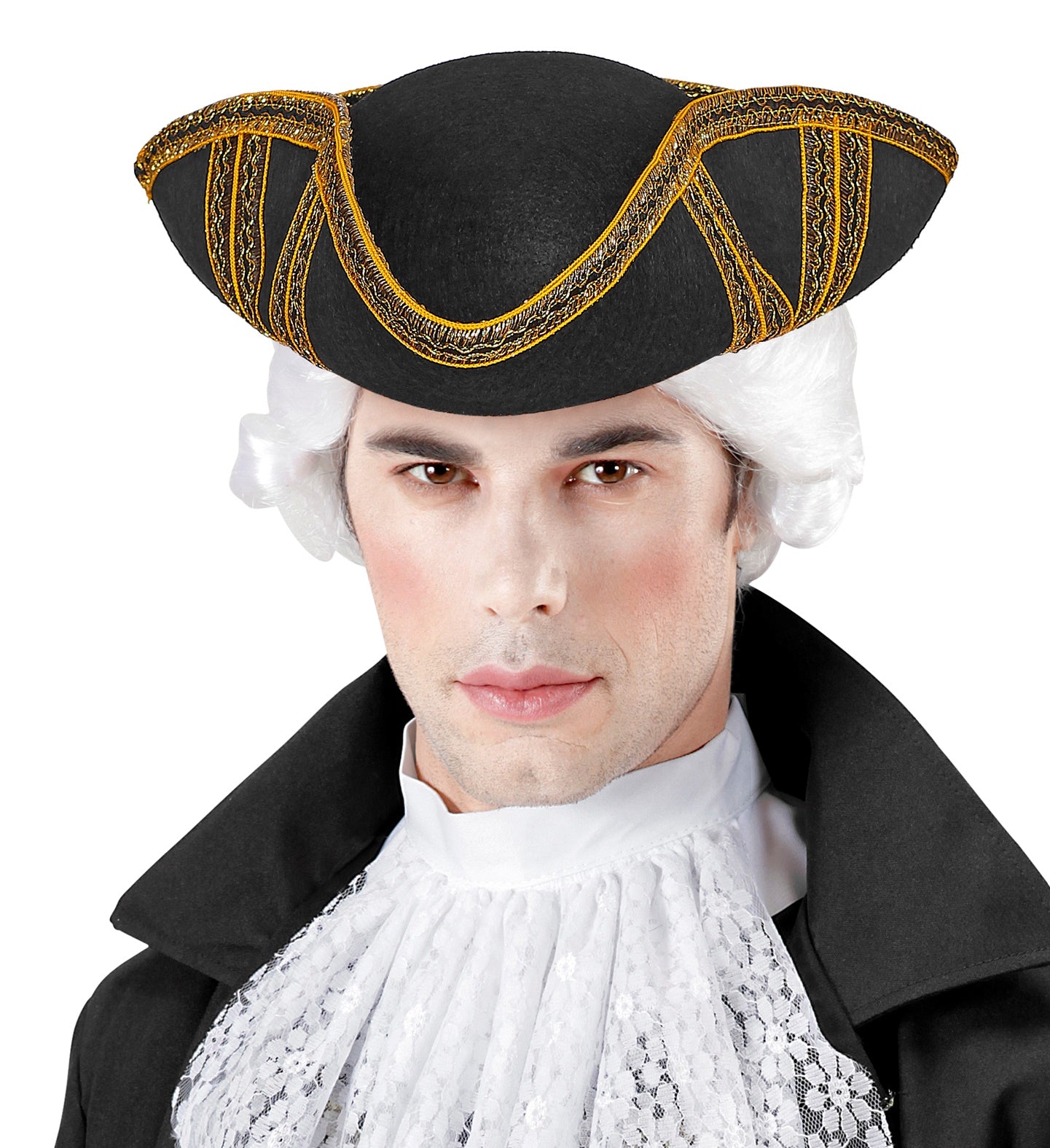 Tricorn Hat with Gold Trim for men