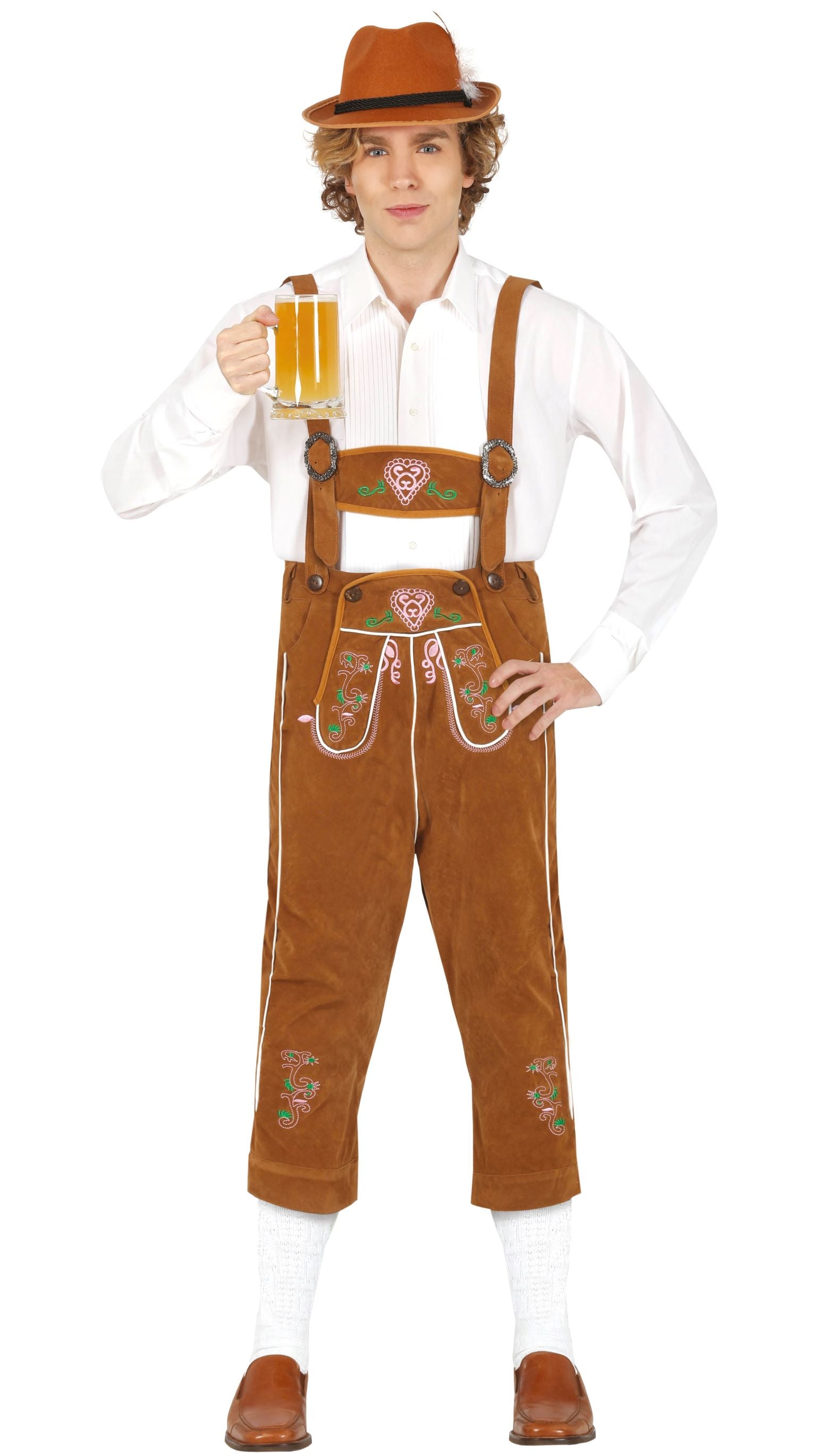 Tyrolean Man Lederhosen Costume Light Brown