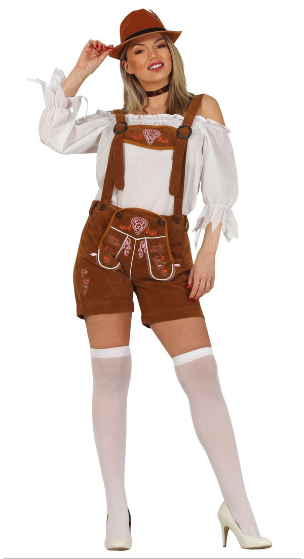 Tyrolean Woman Lederhosen Costume Light Brown