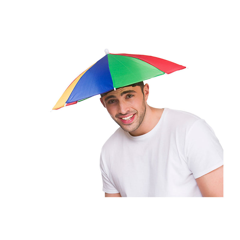 Rainbow Coloured Umbrella Hat 