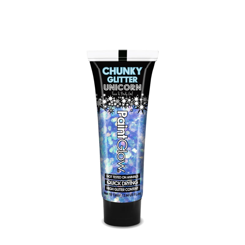 Feel the need to top up your glitter look on the move? PaintGlow Mystic Mermaid Unicorn Chunky Glitter Gels come in a handy 13ml tube that's small enough to hide in any handbag but big enough to make any statement.