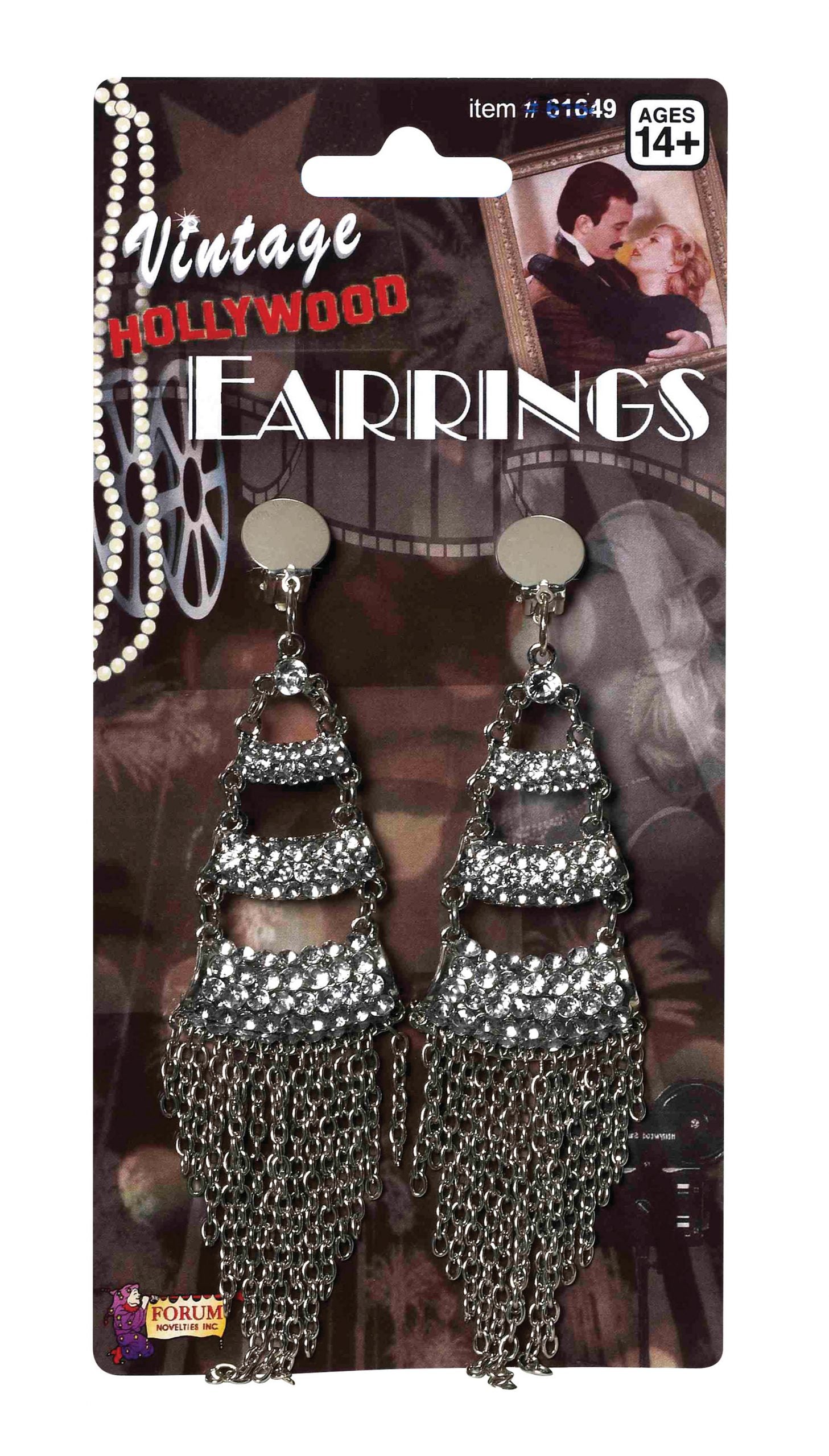 Vintage Rhinestone and Chain Earrings
