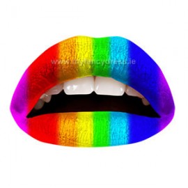 Rainbow coloured Lip Tattoo 