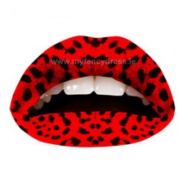 Red Leopard Temporary Lip Tattoo