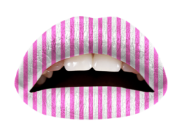 Pink Candy Stripes Violent Lips Temporary Lip Tattoo