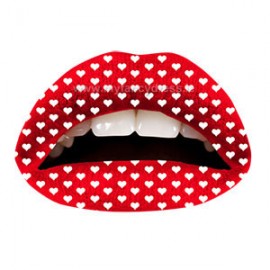 Red Hearts Violent Lips Temporary Lip Tattoo