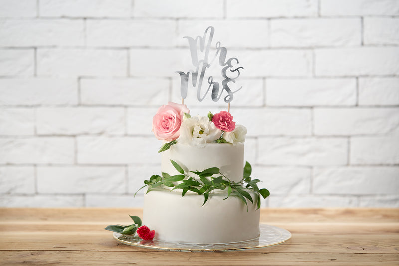 Wedding Cake Topper Mr & Mrs Silver