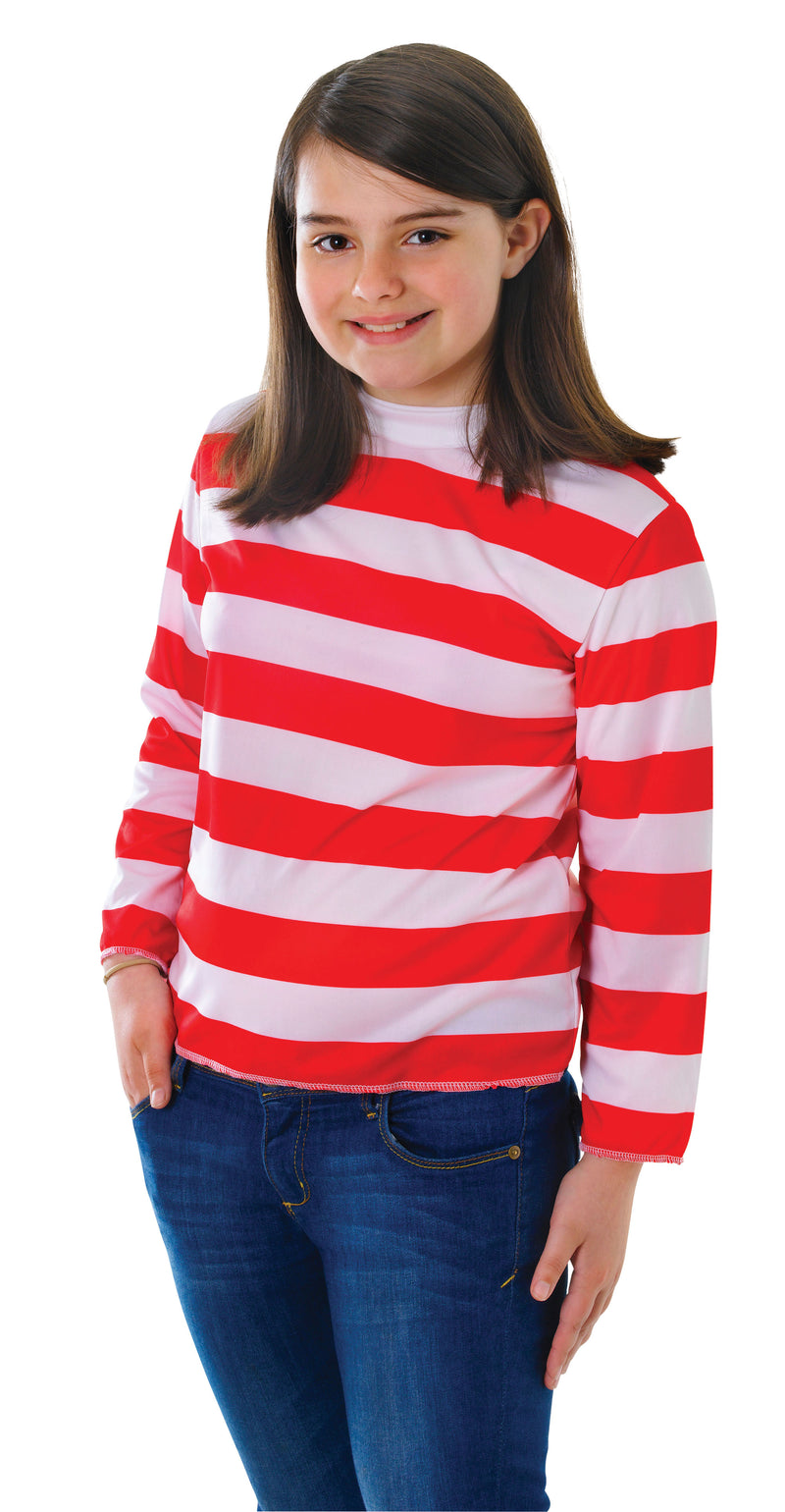 Wheres Wenda Red And White Striped top for girls.