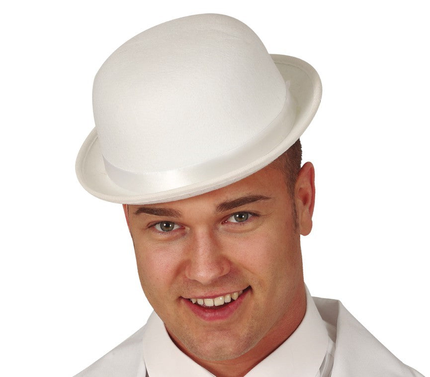 White Bowler Hat Felt