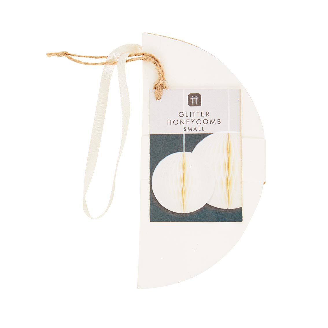 White Glitter Honeycomb Decoration 15cm packaging