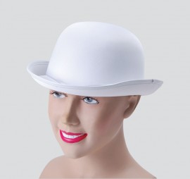 White Bowler Hat Satin Finish Super quality deluxe bright white bowler hat with a beautiful satin finish. 