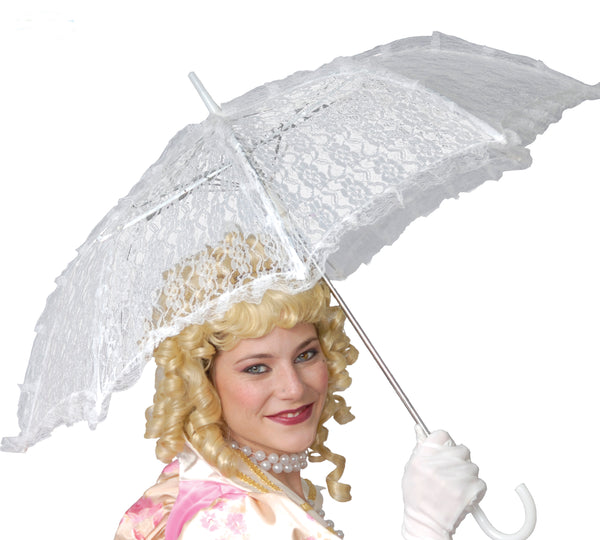 Ladies Victorian Edwardian White Lace Parasol umbrella.