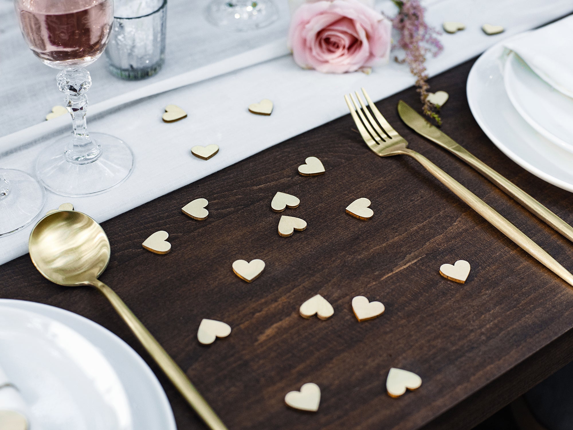 Wooden Confetti Hearts for wedding