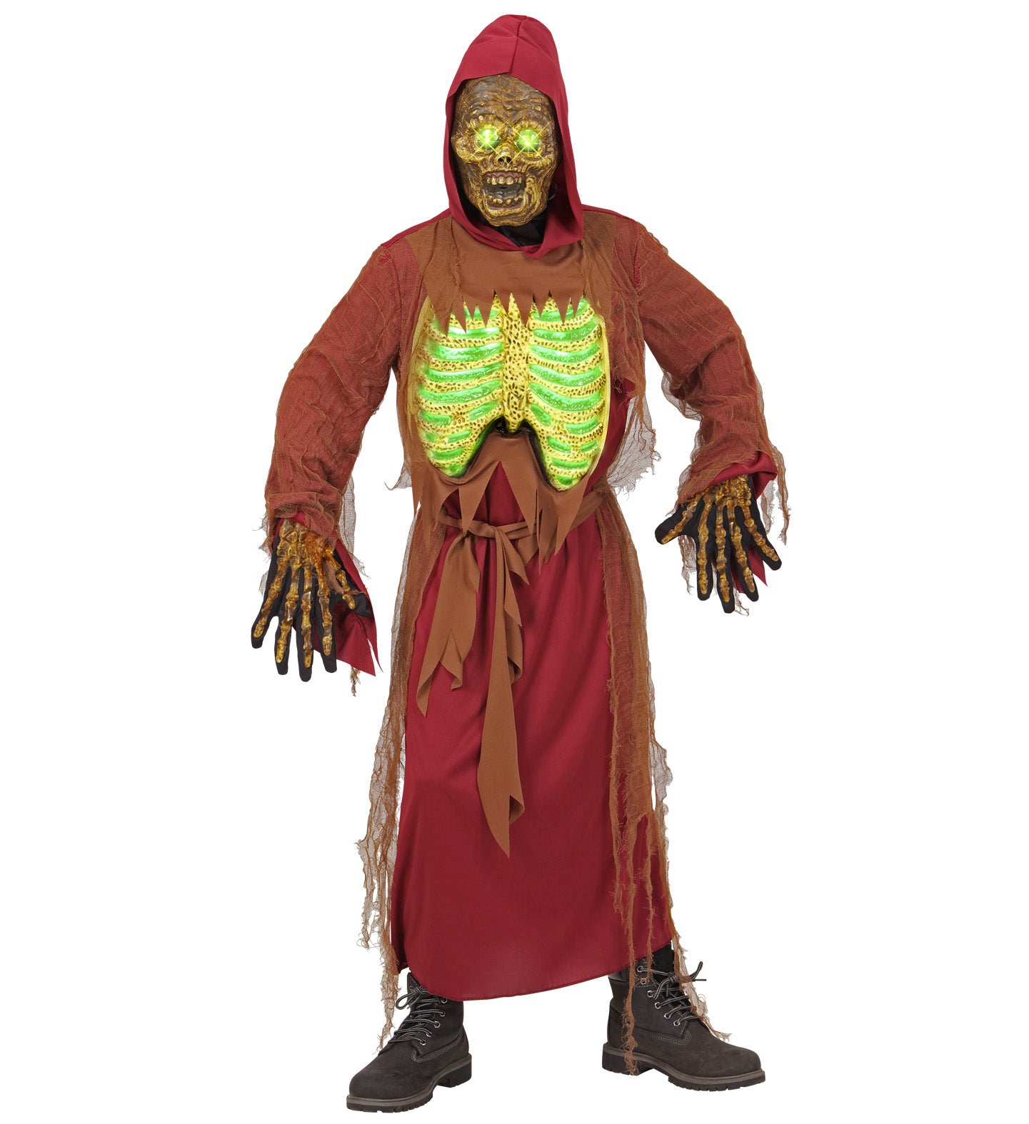 Zombie Skeleton Halloween Costume with Light up Effect for children