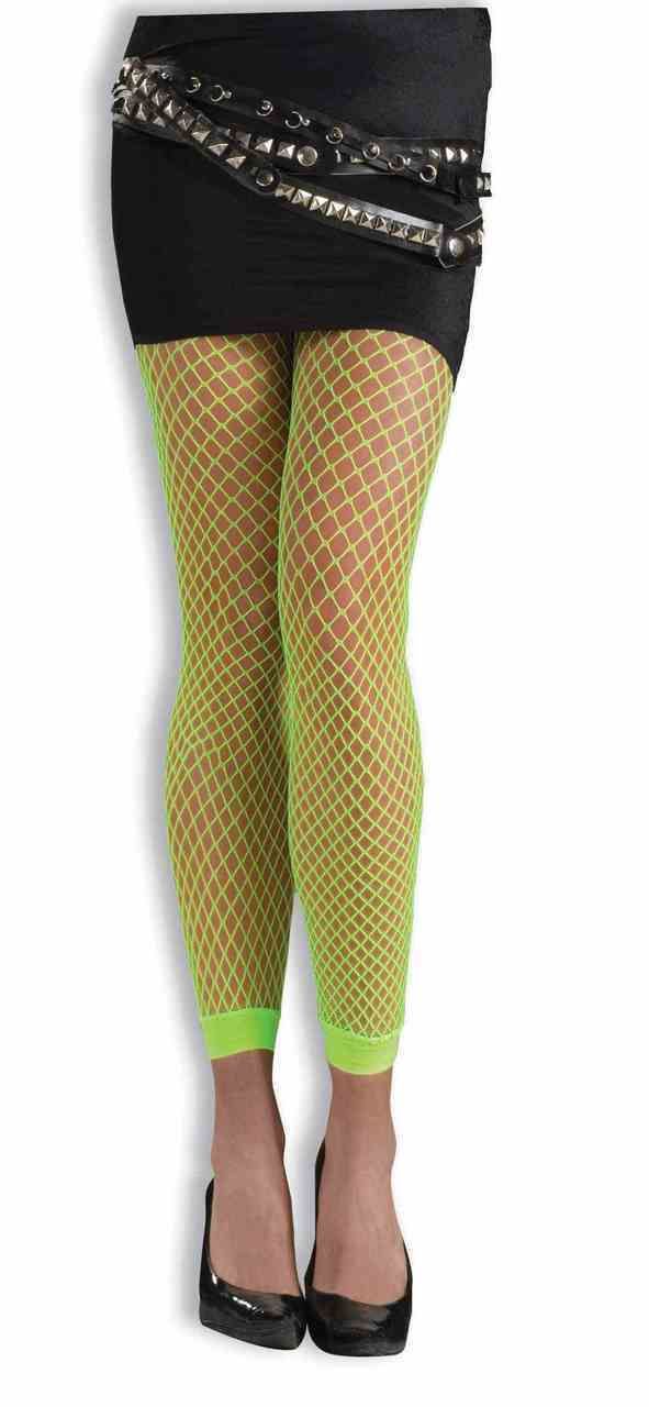 Neon Green Footless Fishnet Tights