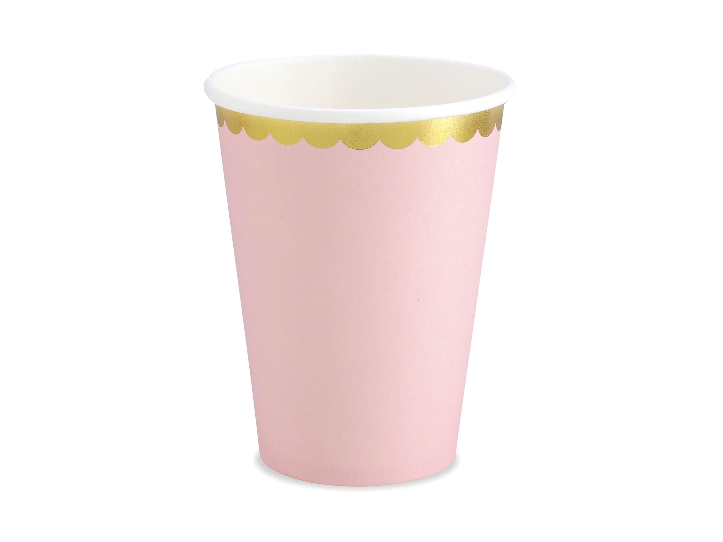Light Pink and Gold Trim Paper Cups Pk of 6