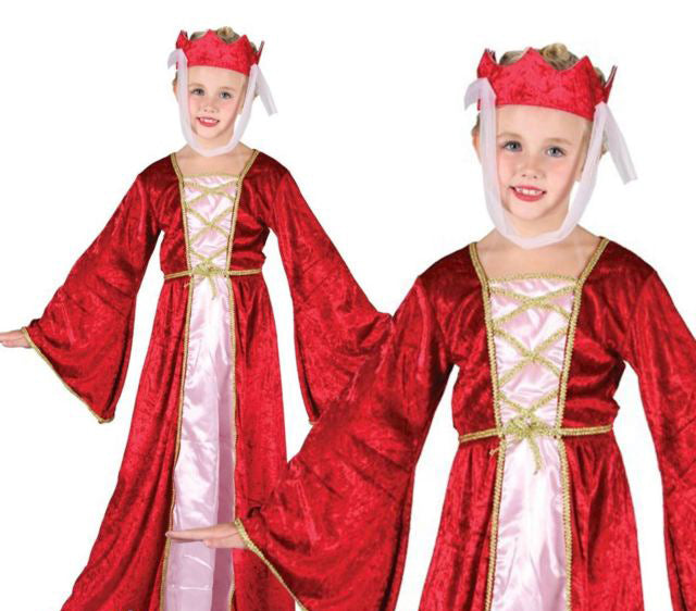 Medieval Princess Costume Girls Red