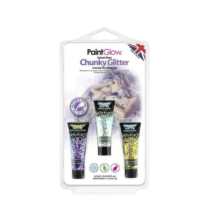 Unicorn Tears UV Chunky Glitter Face & Body Gels Pack